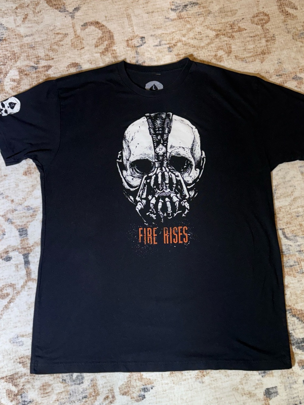 Wash With Souls Black Graphic 'Fire Rises' Skull Tee - Size Large Short Sleeves